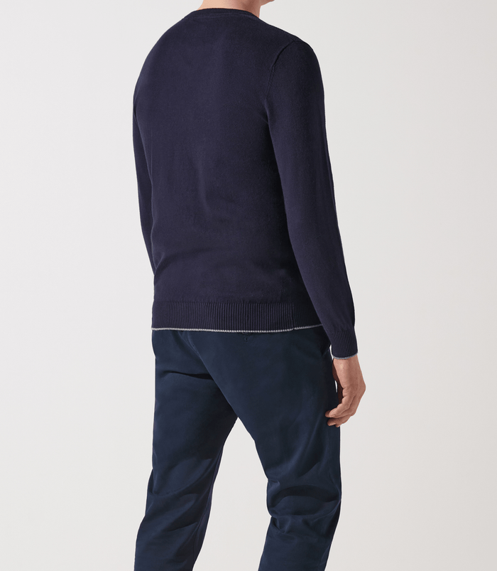 Izac Pull Col V Rayé Marine