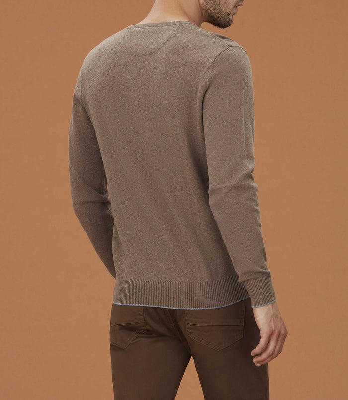 Izac Pull Col V Taupe Chiné "Lambert"