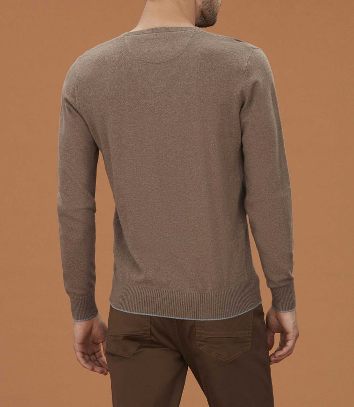 Izac Pull Col V Taupe Chiné "Lambert"