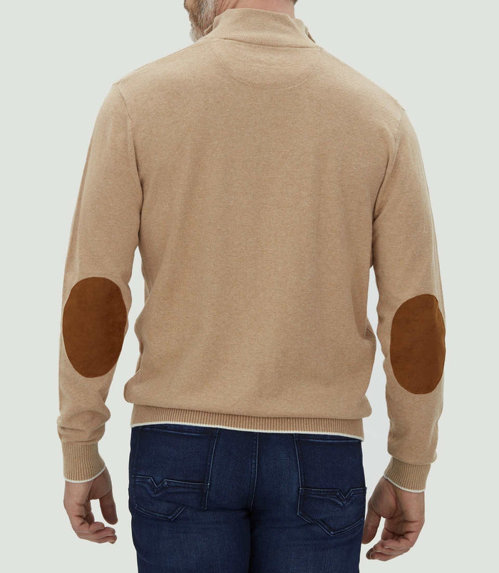 Izac Pull Col Zippé Beige Chiné "Lancelot"