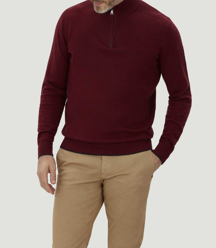 Izac Pull Col Zippé Bordeaux "Lancelot"