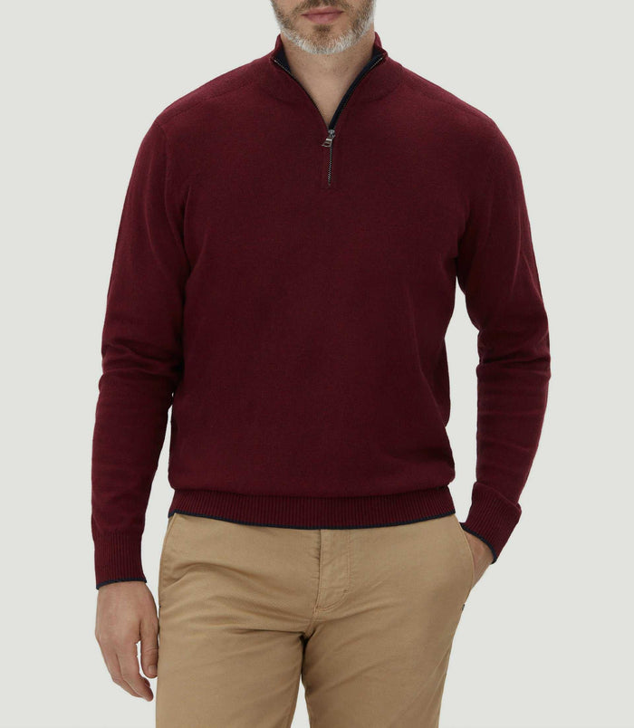 izac Pull col zippé bordeaux "Lancelot"