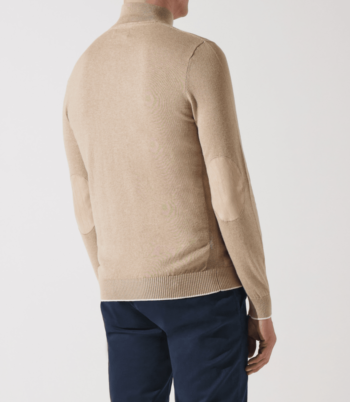 Izac Pull Col Zippé Camionneur Beige Foncé