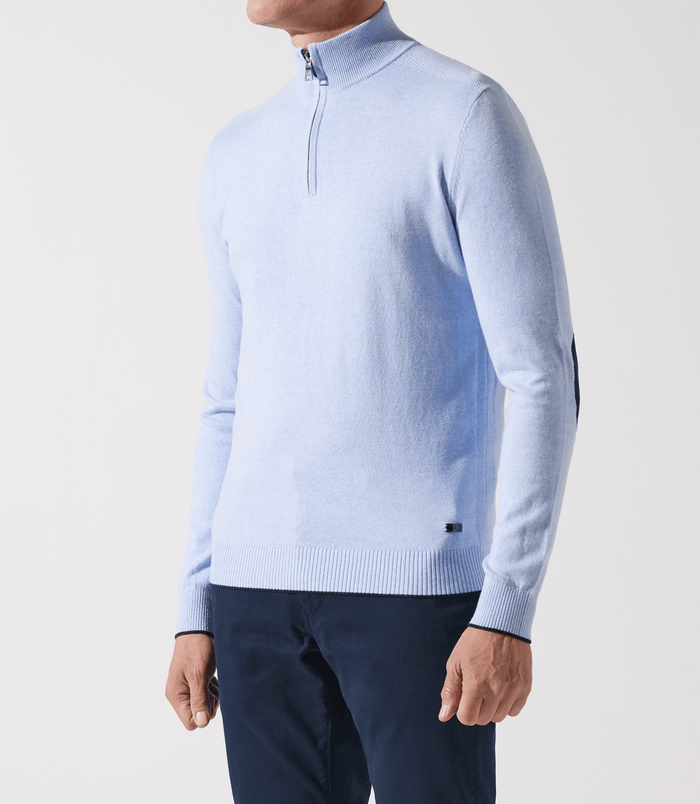 Izac Pull Col Zippé Camionneur Bleu Ciel