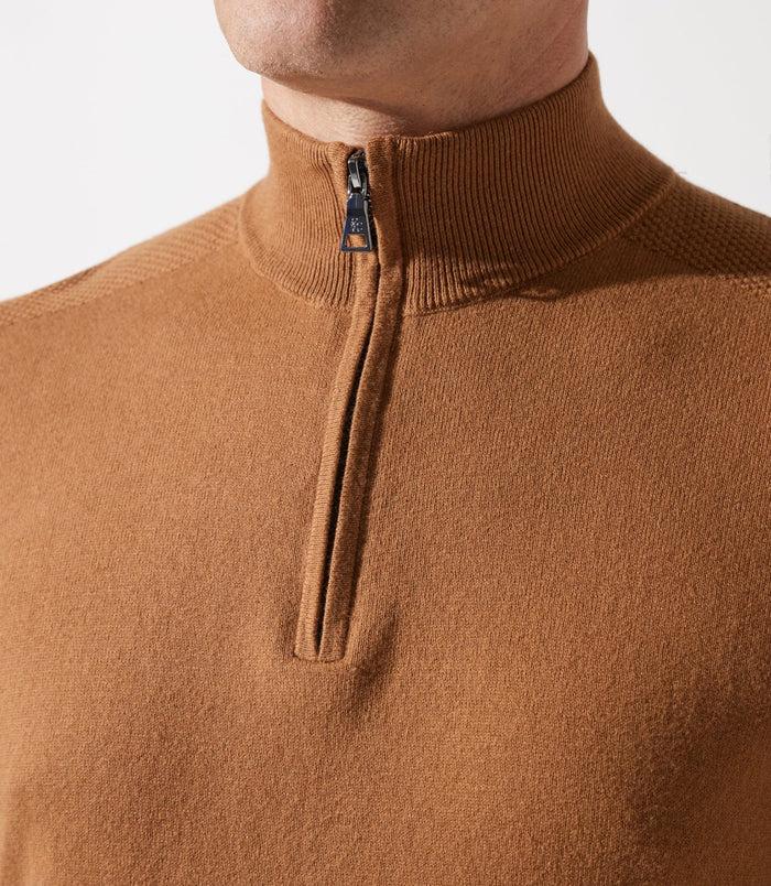 Izac Pull Col Zippé Camionneur Camel