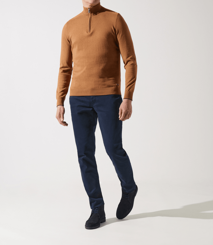 izac Pull col zippé camionneur camel