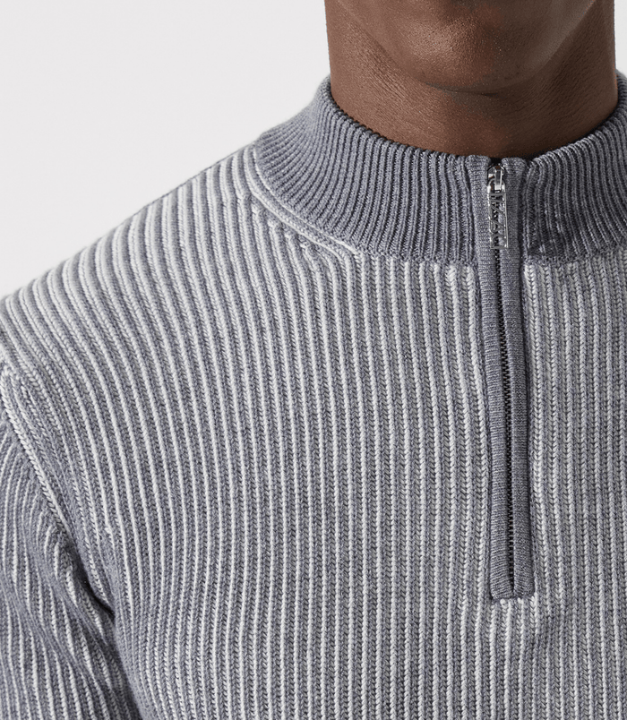 Izac Pull Col Zippé Camionneur Gris