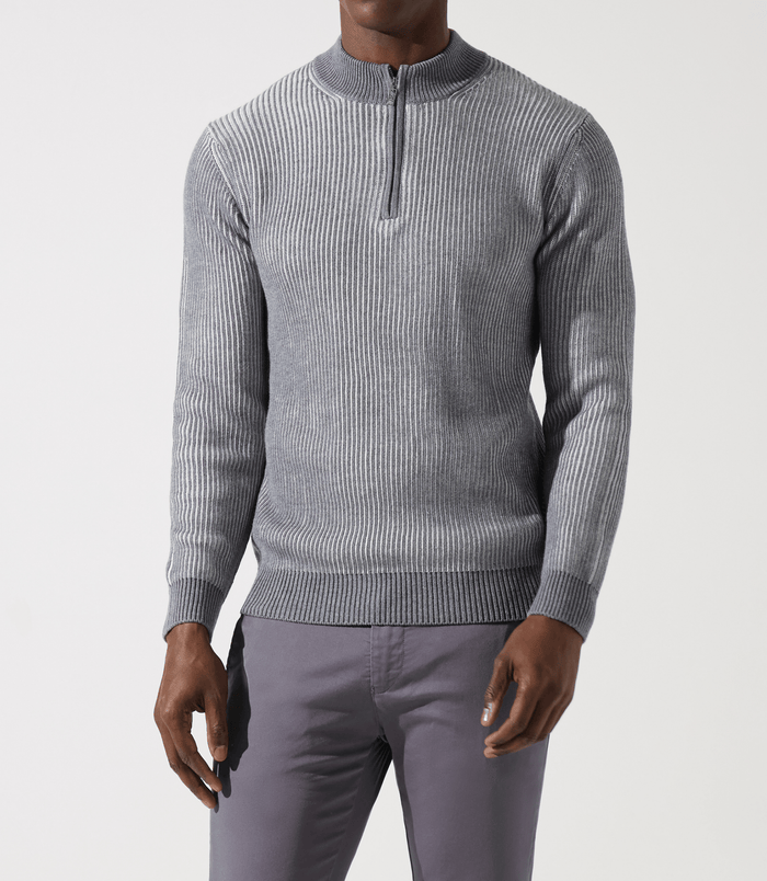 izac Pull col zippé camionneur gris