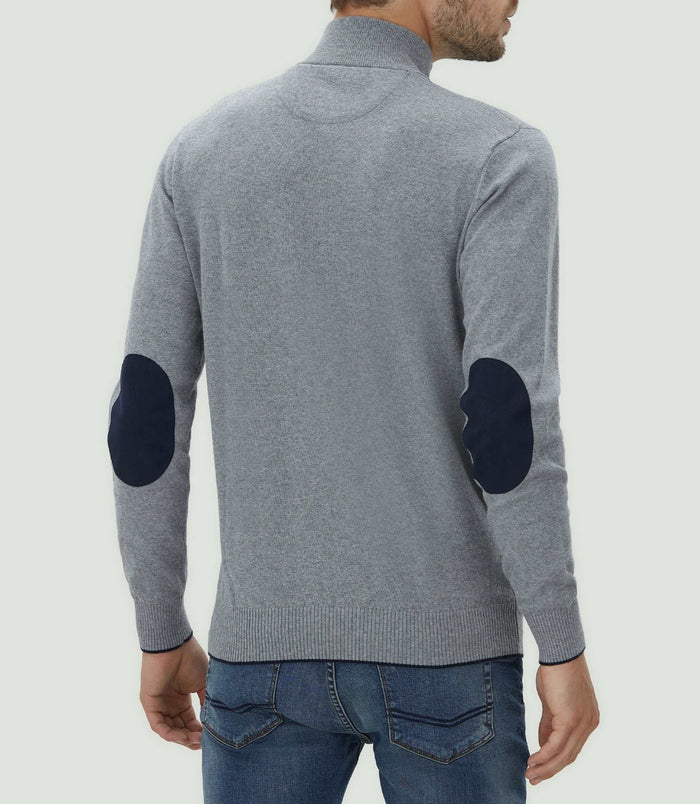 Izac Pull Col Zippé Gris Chiné "Lancelot"