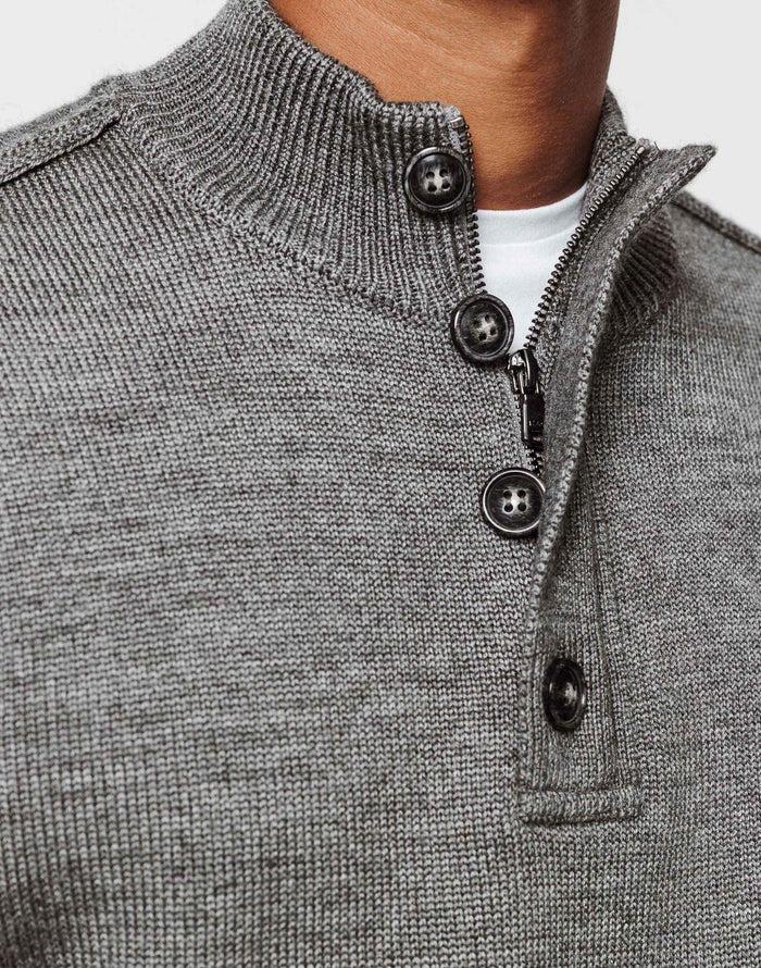 Izac Pull Col Zippé Gris Moyen