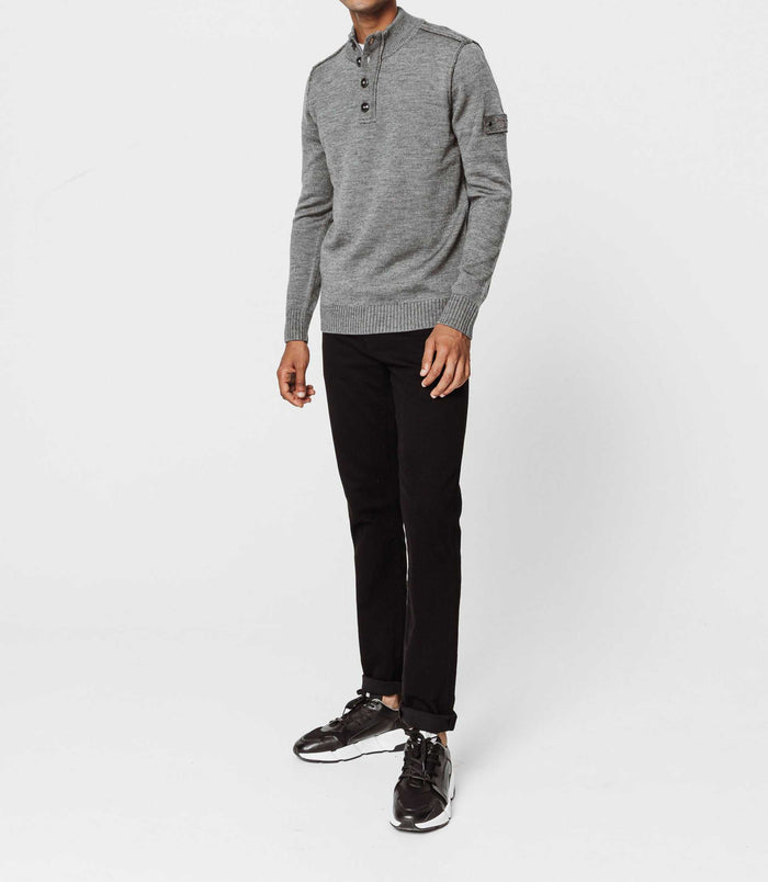 izac Pull col zippé gris moyen
