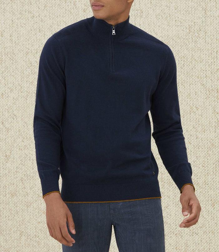 Izac Pull Col Zippé Marine "Lancelot"