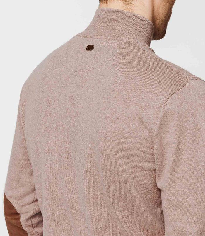 Izac Pull Col Zippé Taupe Chiné