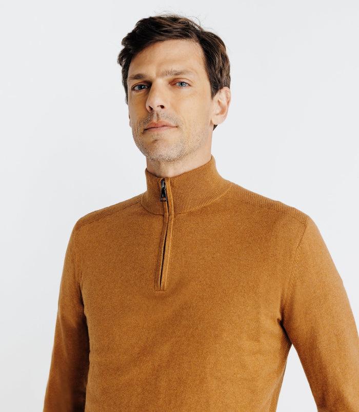 Izac Pull Coton/cachemire Col Zippé Camel