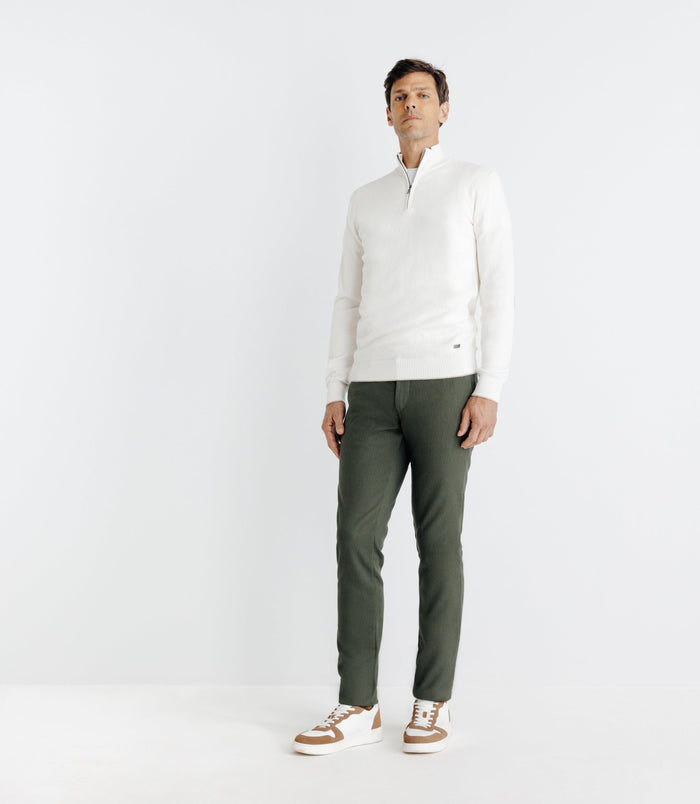 izac Pull coton/cachemire col zippé écru