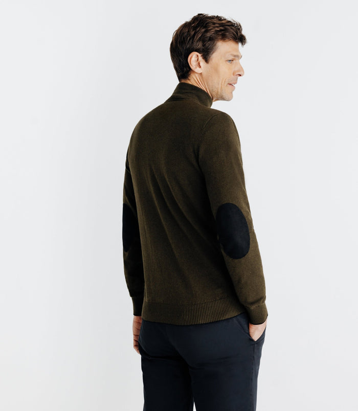 Izac Pull Coton/cachemire Col Zippé Kaki