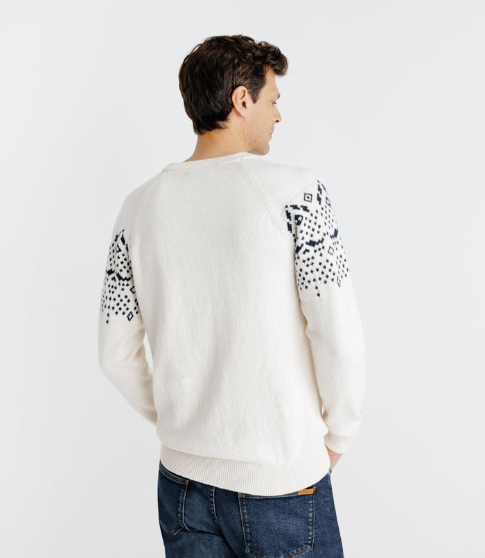 Izac Pull En Jacquard Col Rond écru