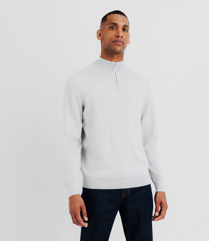 Izac Pull En Laine Mérinos Avec Demi Zip Gris