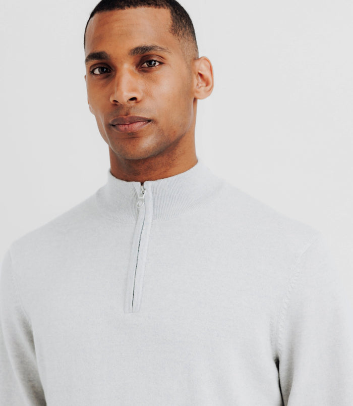 Izac Pull En Laine Mérinos Avec Demi Zip Gris