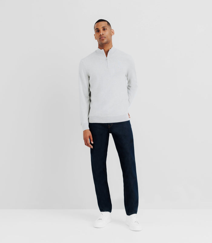 izac Pull en laine mérinos avec demi zip gris