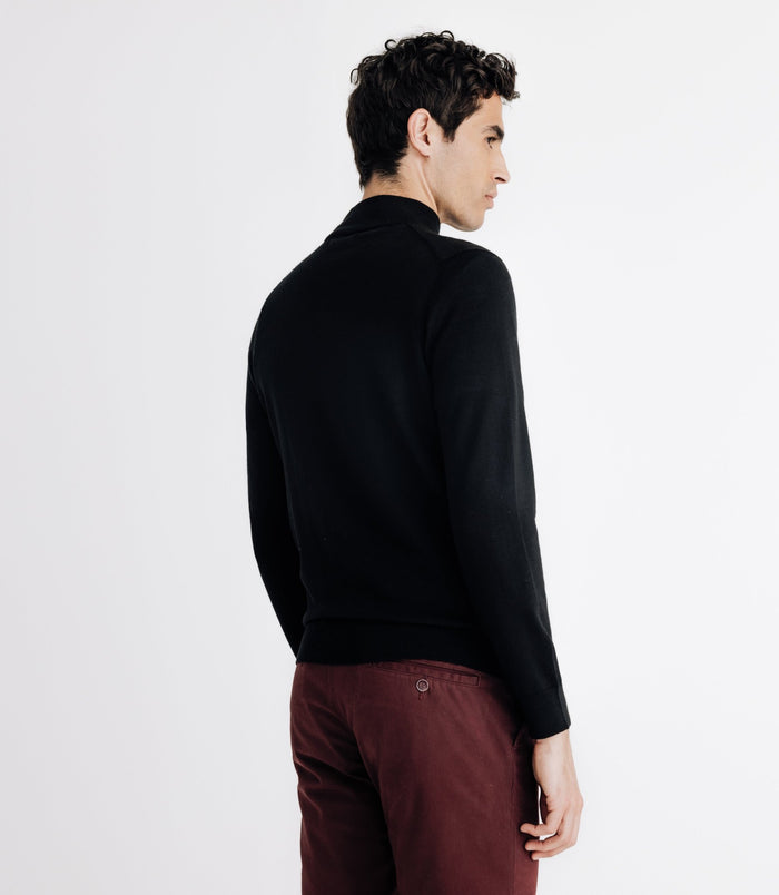 Izac Pull En Laine Mérinos Avec Demi Zip Noir