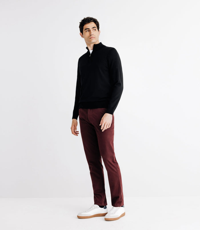 izac Pull en laine mérinos avec demi zip noir