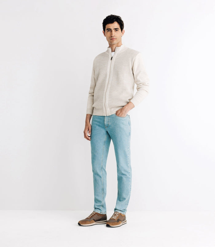 Izac Pull Gilet Col Montant Beige