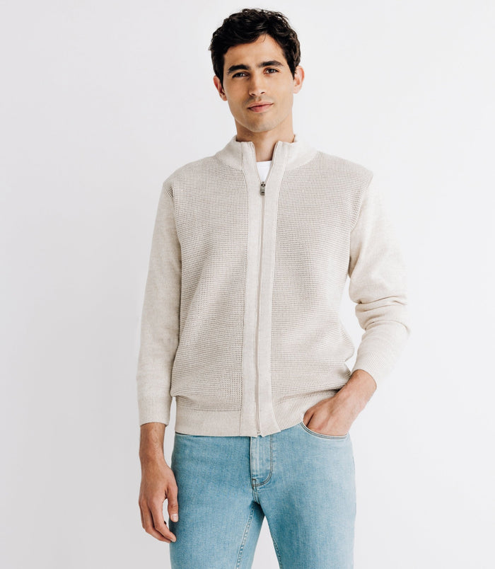 izac Pull gilet col montant beige