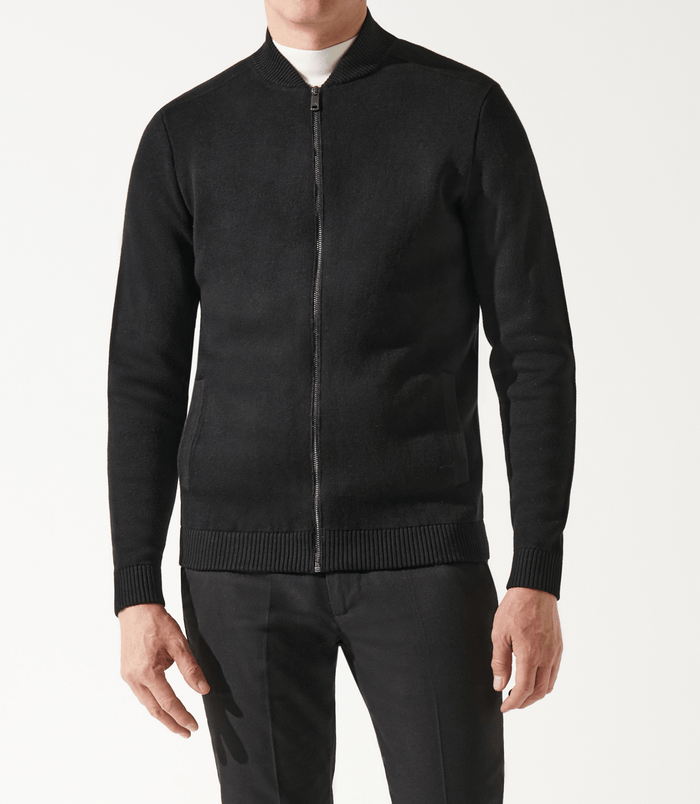 Izac Pull Gilet Zippé Col Teddy Noir