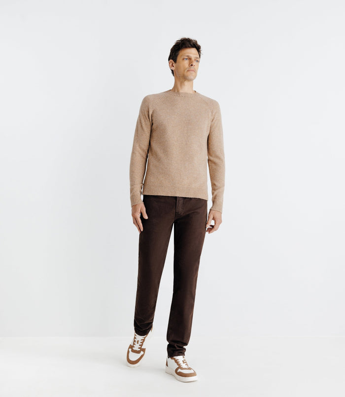 Izac Pull Lambswool Col Rond Camel