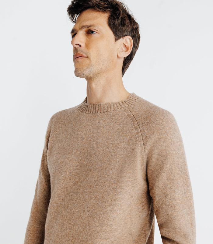 izac Pull lambswool col rond camel