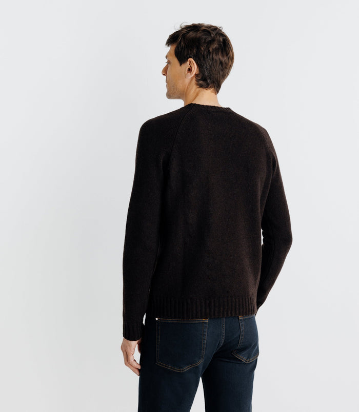 Izac Pull Lambswool Col Rond Marron