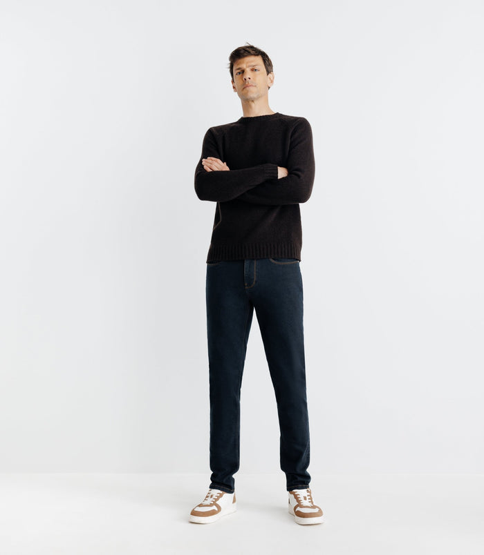 Izac Pull Lambswool Col Rond Marron