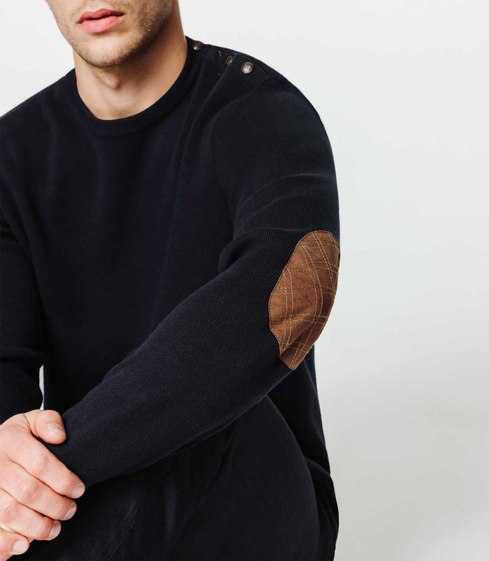 izac Pull marine coudieres suede