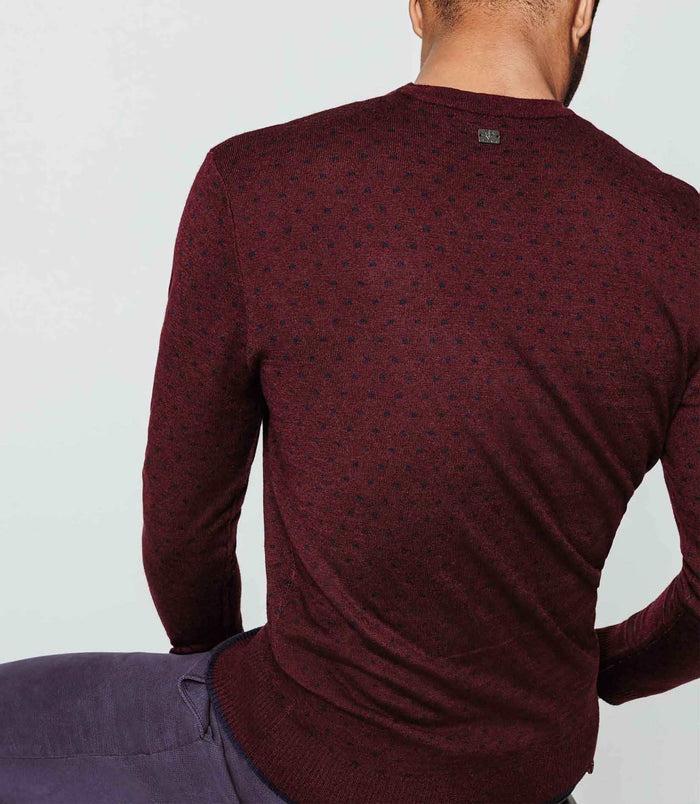 Izac Pull Motif All Over Bordeaux