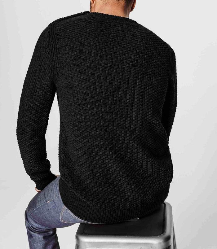 Izac Pull Noir épaule Boutonnée