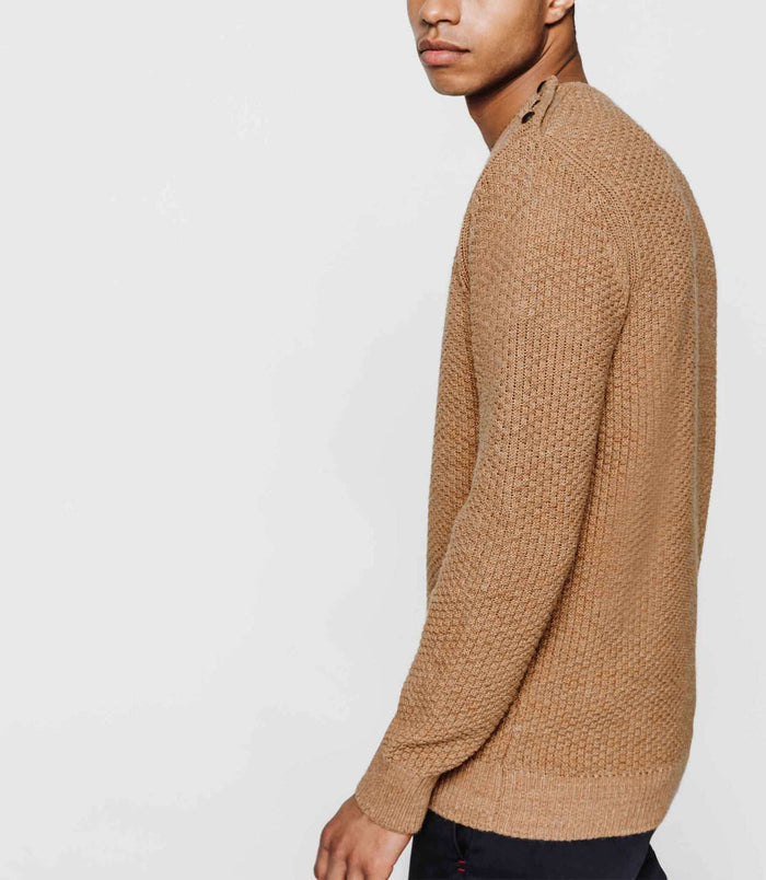Izac Pull Ocre épaule Boutonnée
