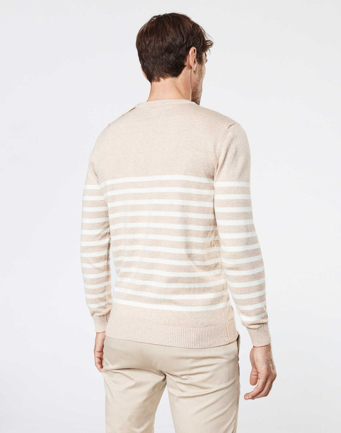 Izac Pull Rayé Beige/écru