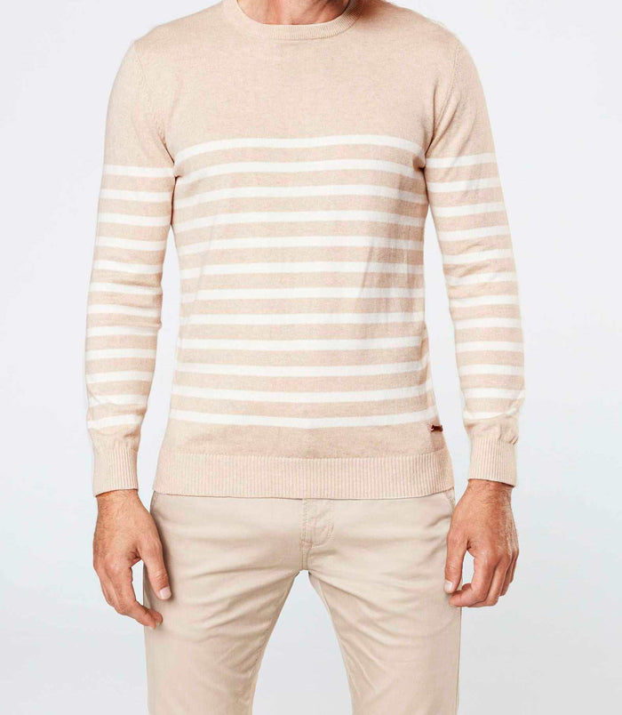 izac Pull rayé beige/écru