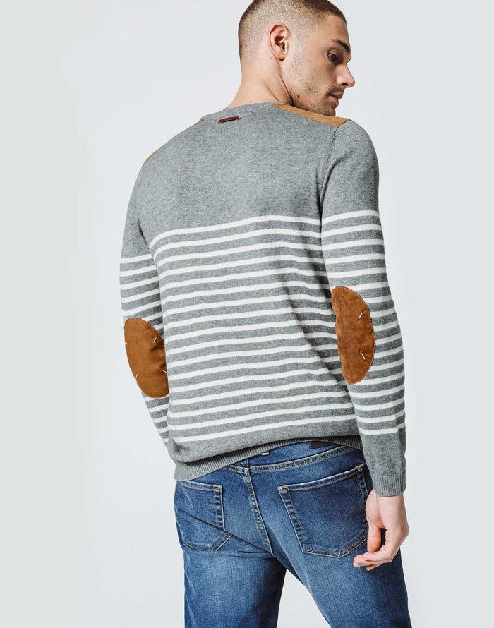 Izac Pull Rayé Gris Chiné