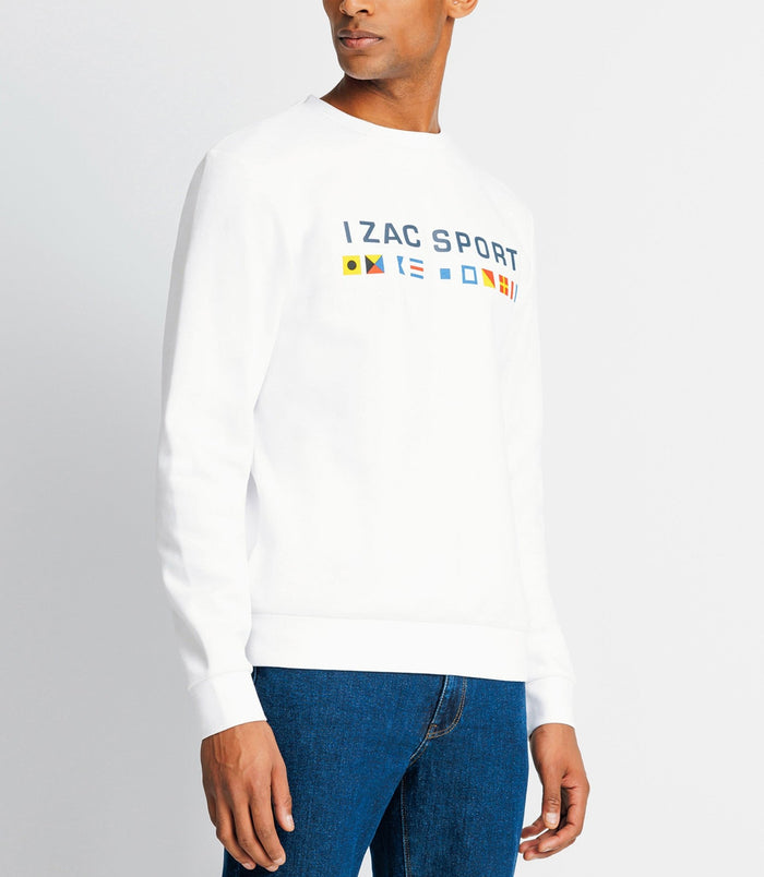 Izac Pull Sweat Avec Drapeaux Blanc