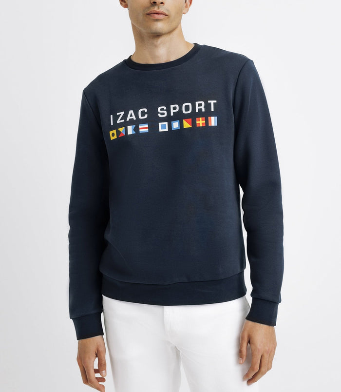 Izac Pull Sweat Avec Drapeaux Marine