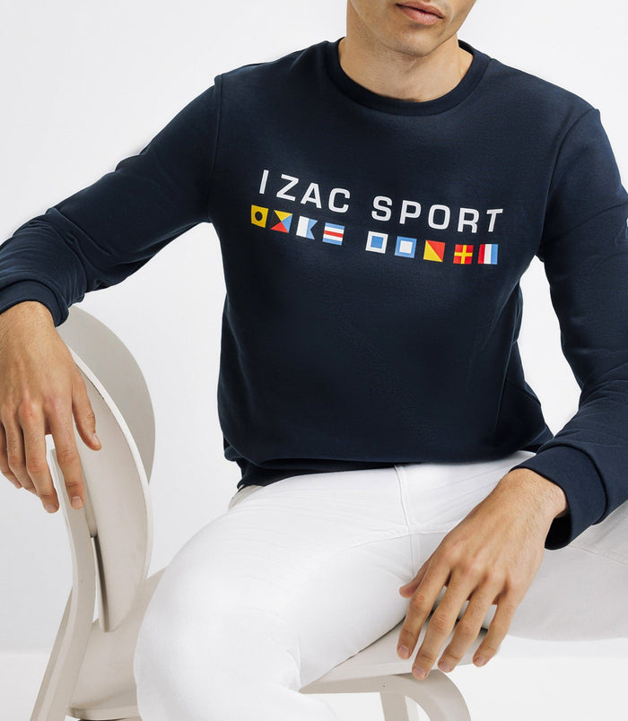 Izac Pull Sweat Avec Drapeaux Marine