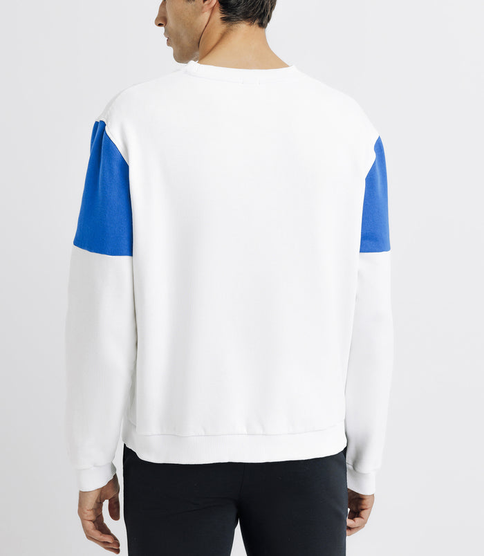 Izac Pull Sweat Bicolore Blanc Et Bleu