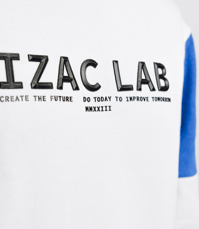 Izac Pull Sweat Bicolore Blanc Et Bleu