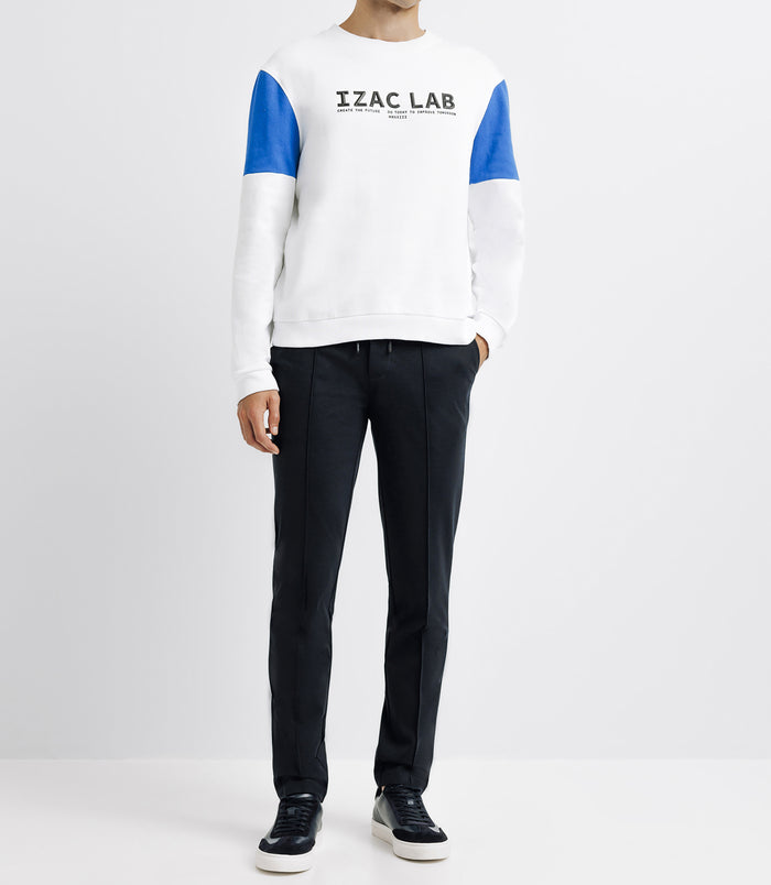 izac Pull sweat bicolore blanc et bleu