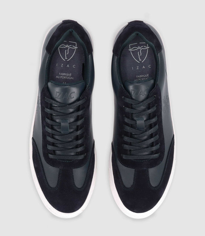 Izac Sneakers à Lacets En Cuir Marine