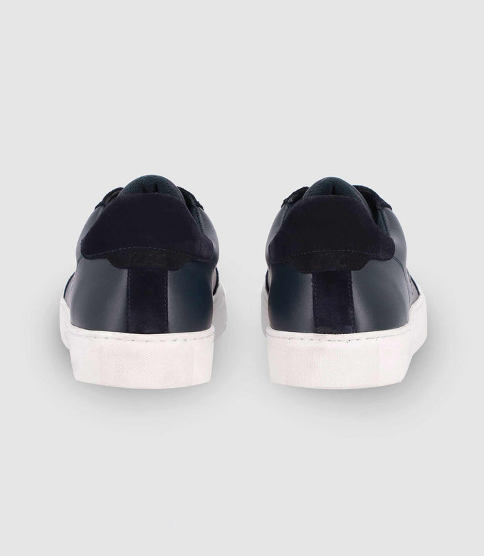 Izac Sneakers à Lacets En Cuir Marine