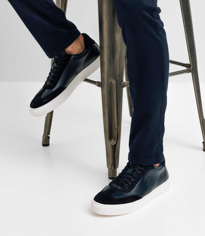 izac Sneakers à lacets en cuir marine