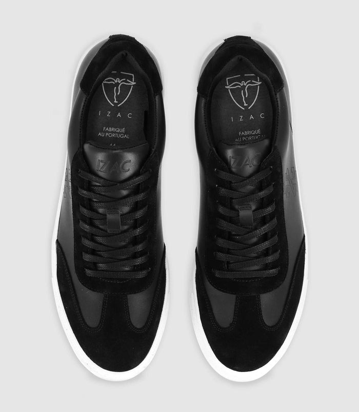 Izac Sneakers à Lacets En Cuir Noires
